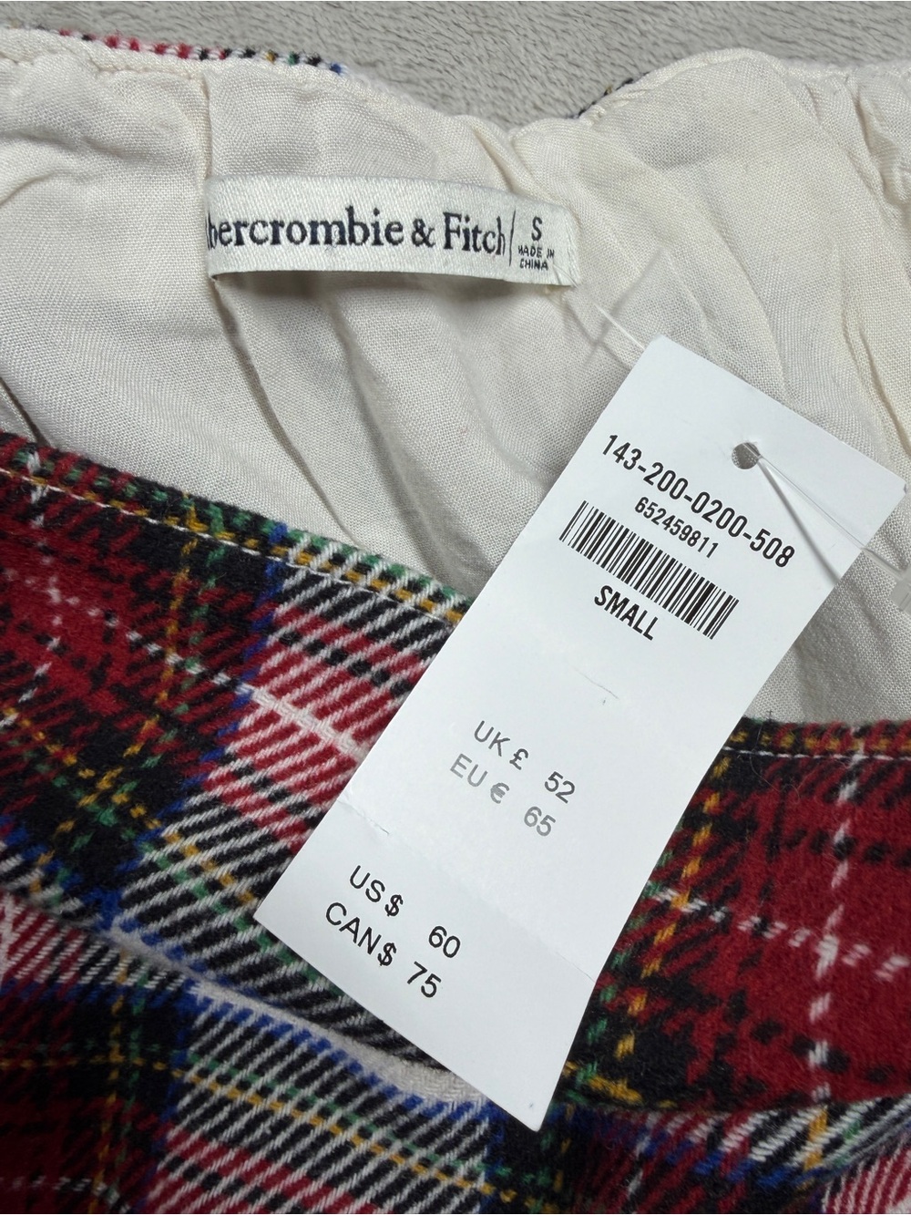 NWT Abercrombie & Fitch Wool Blend Plaid A line Academia Holiday Mini Skirt S - Picture 15 of 16